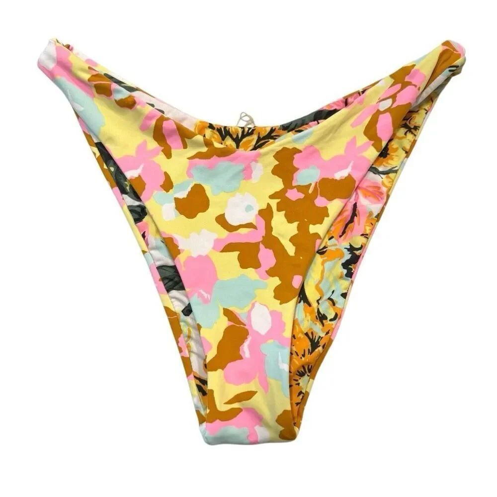 NWOT Maaji Floral Peace Out Journey Reversible Bikini Bottom Multicolor Large